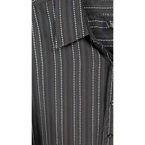 SYNRGY 4XL Mens Black Striped Button Down Shirt Short Sleeve Casual‎